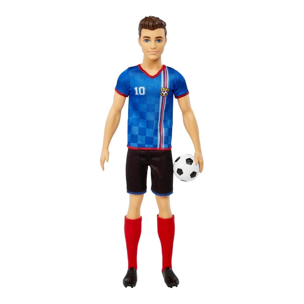 Muñeco Ken Futbolista Barbie Camiseta Azul Balón HCN15