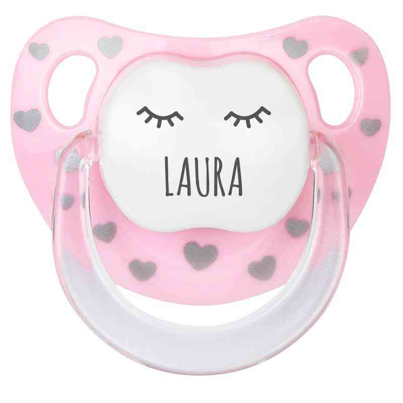 Pack Welcome Body + Chupete + Chupetero Personalizado Pestañas Rosa - Imagen 3
